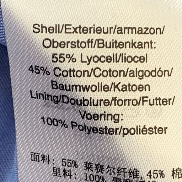 DKNY Dress Blue Chambray Front Button Vneck Short Puff Sleeve Midi Size 16 - Picture 9 of 10